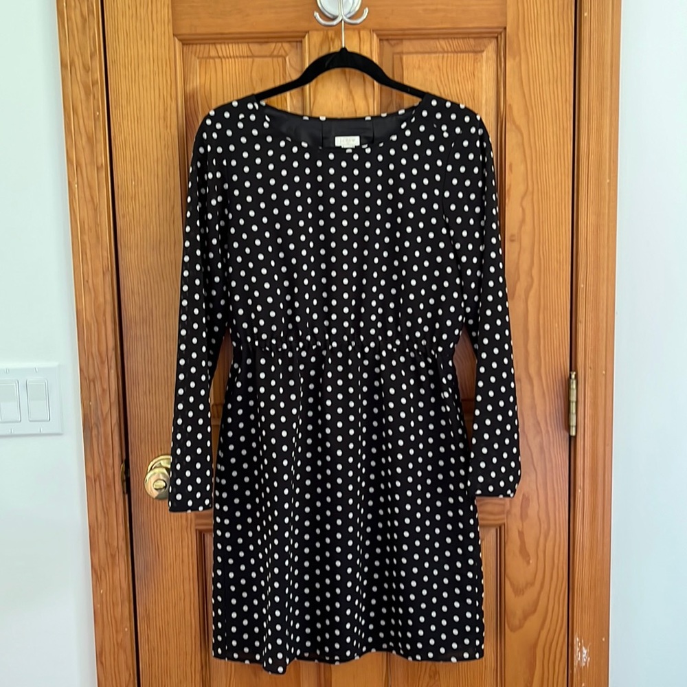 J crew long sleeve polka dot dress size 4